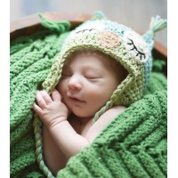 可愛嬰兒手鈎冷帽 - 小貓頭鷹